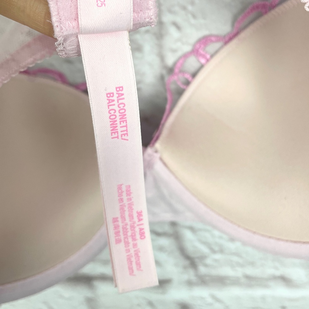PINK x LoveShackFancy Push-Up Put a Bow on It Balconette Bra Size 36A New! - Picture 5 of 7